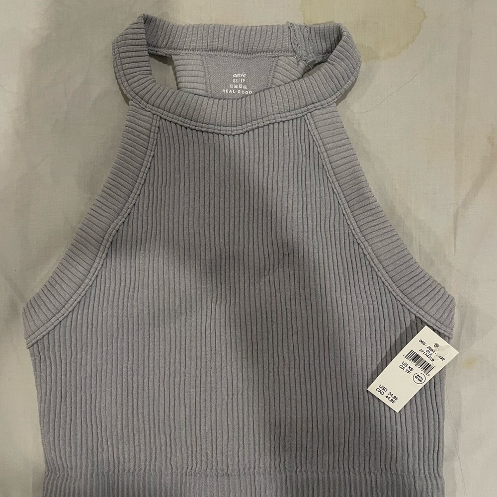 a new day Light Gray Ribbed Top